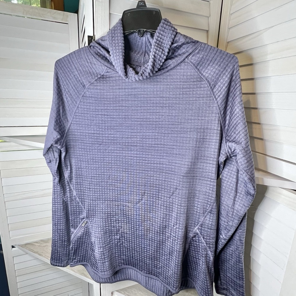 C9 Champion Women's L Blue Waffle Cowl Neck Pullover Long Sleeve Top Thumb-holes